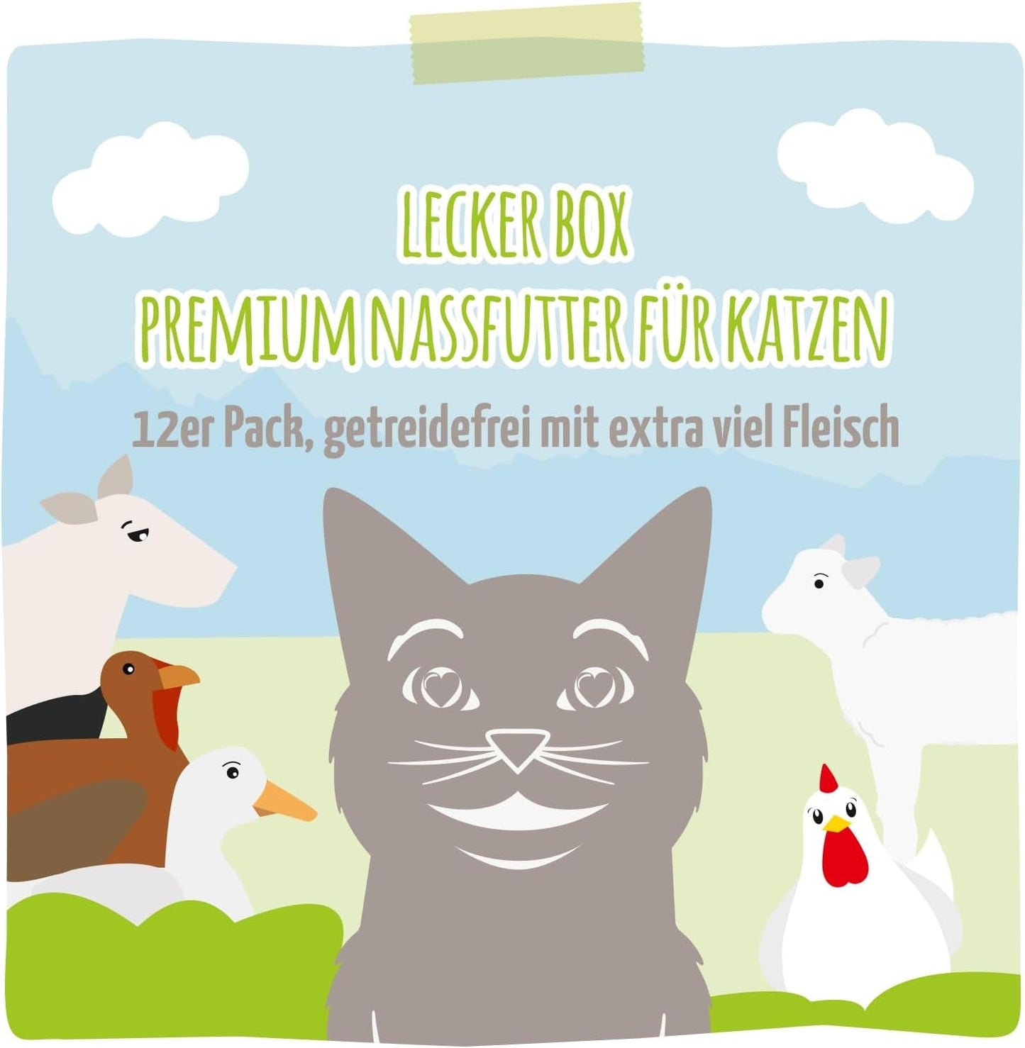 MjAMjAM - Cibo umido premium per gatti - Confezione deliziosa da 12 (12 x 200 g) senza cereali con carne extra