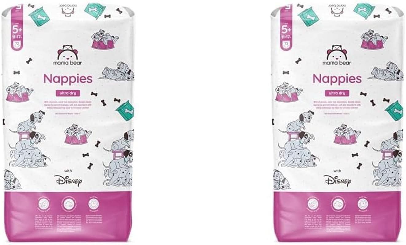 Mama Bear Disney Pannolini Ultra Dry Taglia 4 (8-14 kg), Bianco, 84 Pezzi (1 Confezione) Naty Shop Taglia 5+ (11-17 kg) (2 Confezione) Confezione Singola