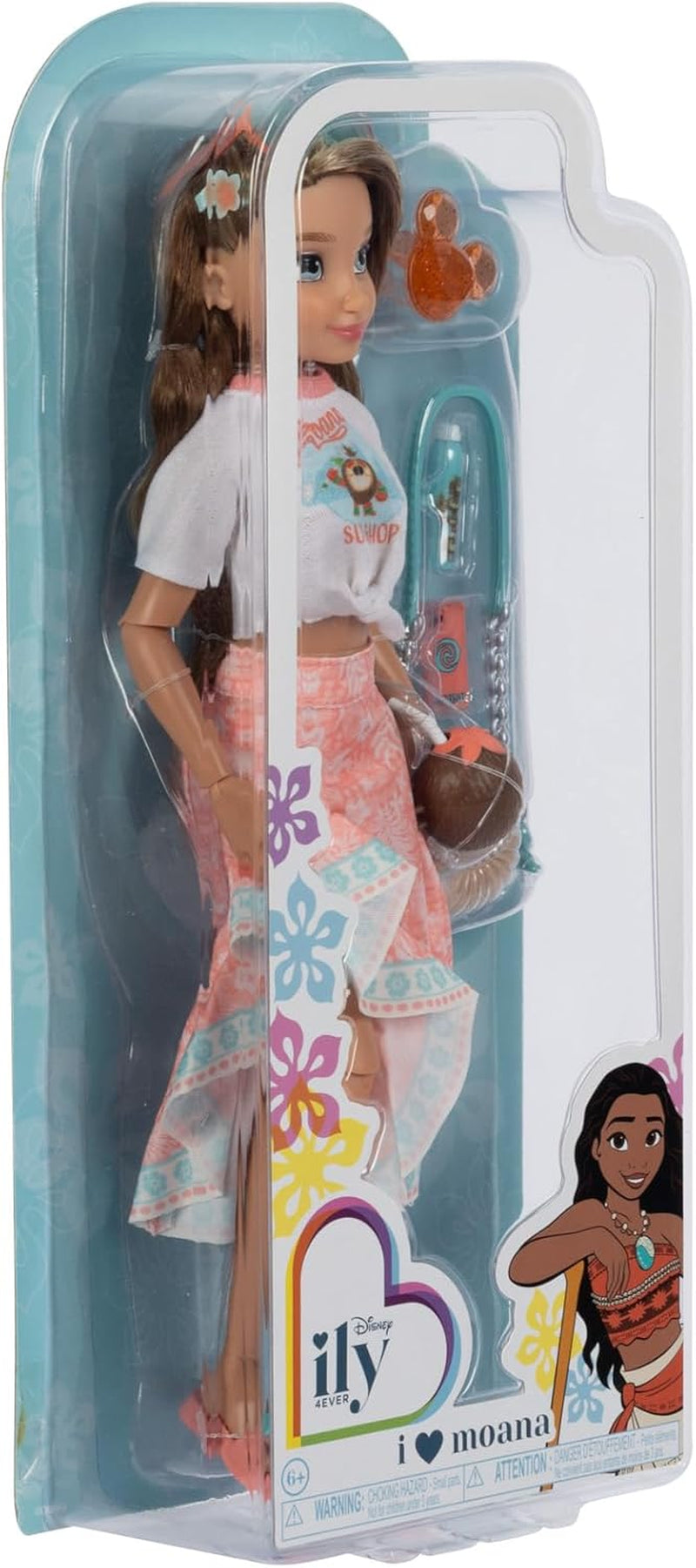 Bambola Vaiana con accessori, 29 cm, 13 punti di articolazione, licenza ufficiale Jakks Pacific. Completo di accessori combinabili e uno scintillante anello di Topolino!