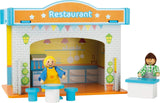 Small Foot 10852 Casetta da gioco Ristorante In legno, Con 2 bambole, accessori e tetto rimovibile, A partire da 3 anni Naty Shop Case delle bambole