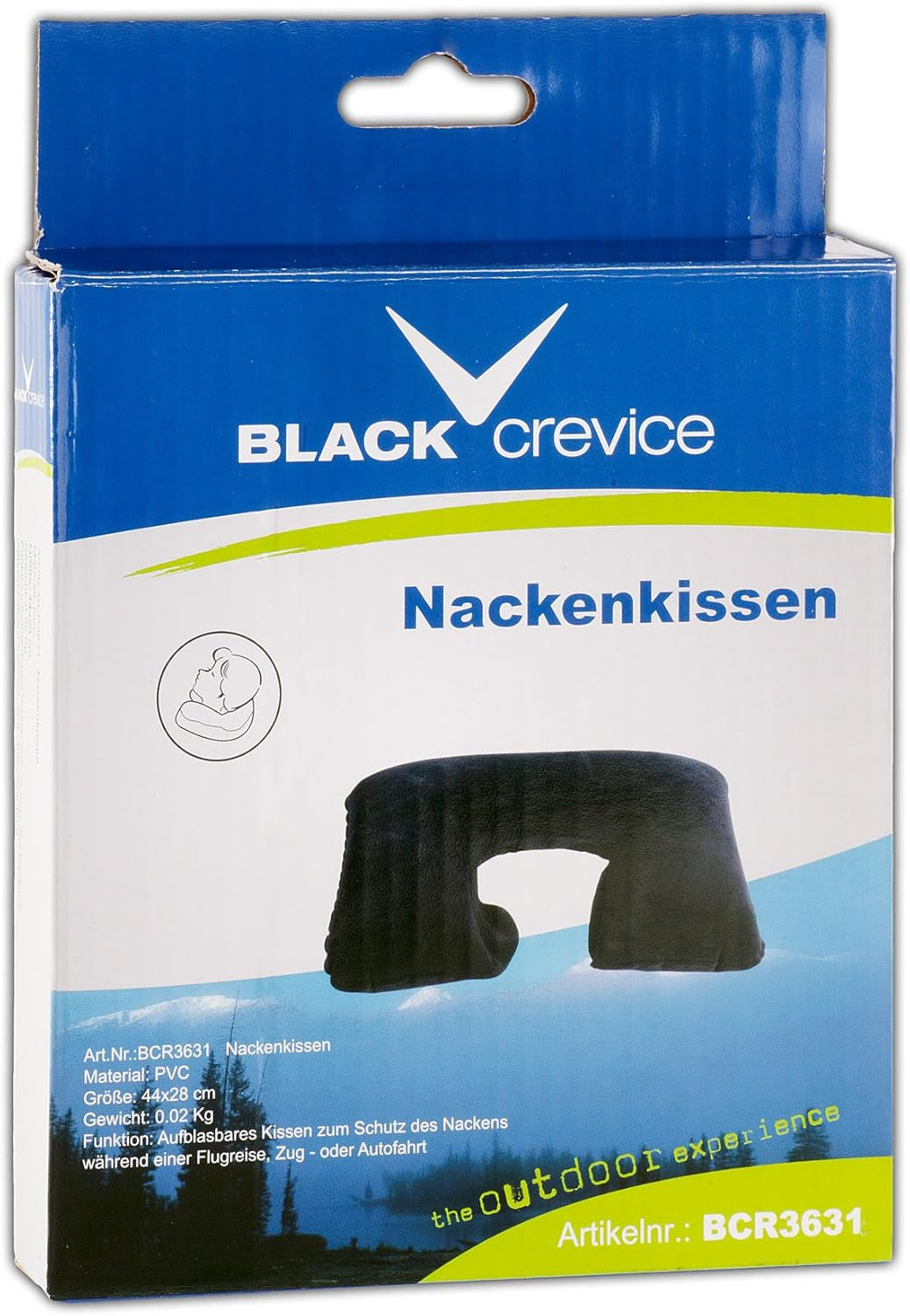 Cuscino per il collo gonfiabile con fessura nera Cuscino per il collo BCR3631 Cuscini da viaggio blu Naty Shop