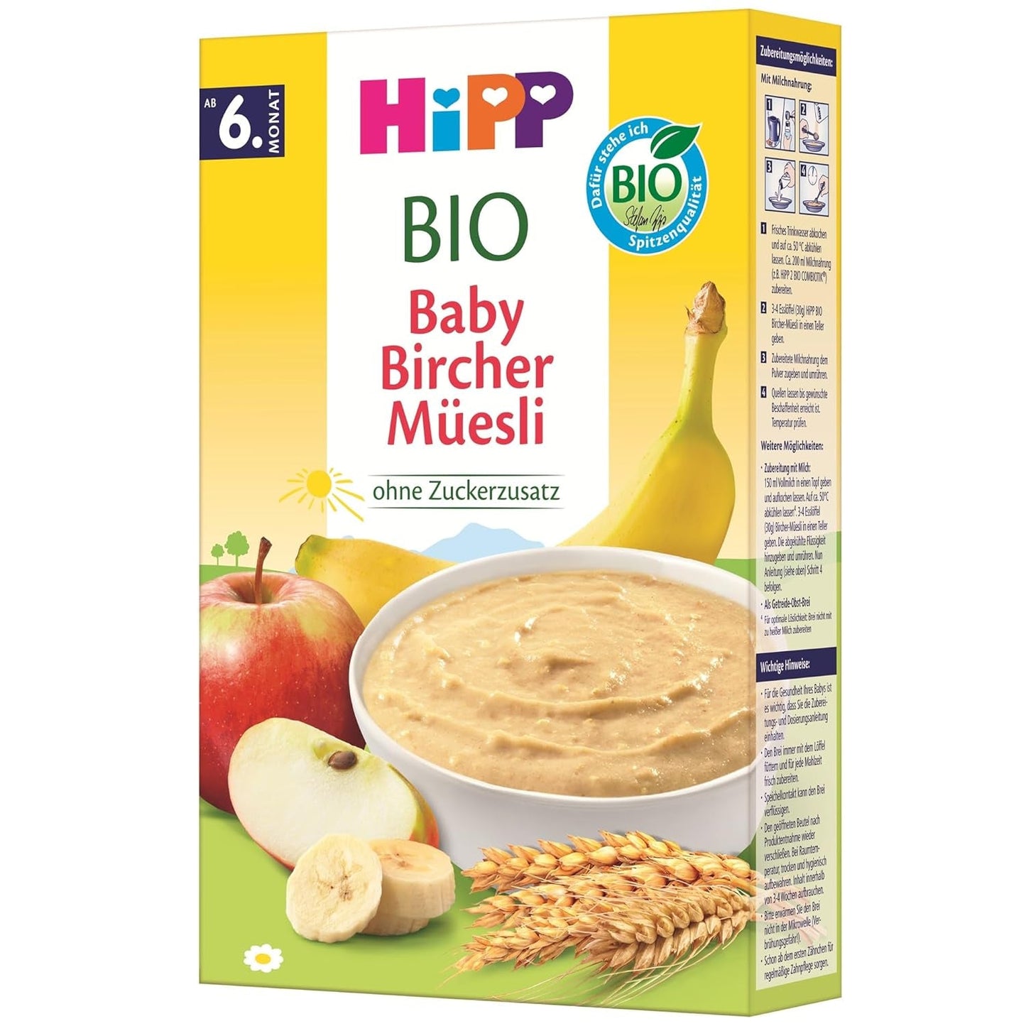 Muesli Baby Bircher biologico HiPP (8 x 250 g), a partire da 6 mesi, senza zuccheri aggiunti, fiocchi di cereali extra teneri - colazione facilmente digeribile della migliore qualità biologica