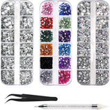 4600 pezzi Strasssteine ​​​​per Nägel, Nagel Glitzersteine ​​3 Verschiedene Stil Flache Nail Gems Nägel Steine ​​​​Klein Nagel Steinchen Mit Pinzette Und Strass Picker Dotting Pen Für Nägel/Kleidung/Handwerk