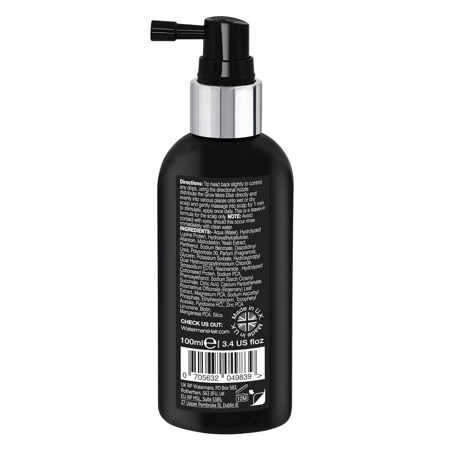 Watermans Grow More Elixir Siero per la crescita dei capelli - Rafforza le radici dei capelli - Promuove la crescita dei capelli - Per donne e uomini Cura dei capelli Naty Shop