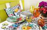 Set di piatti Excelsa Tropical Chic, 18 pezzi, Porzellan, mehrfarbig