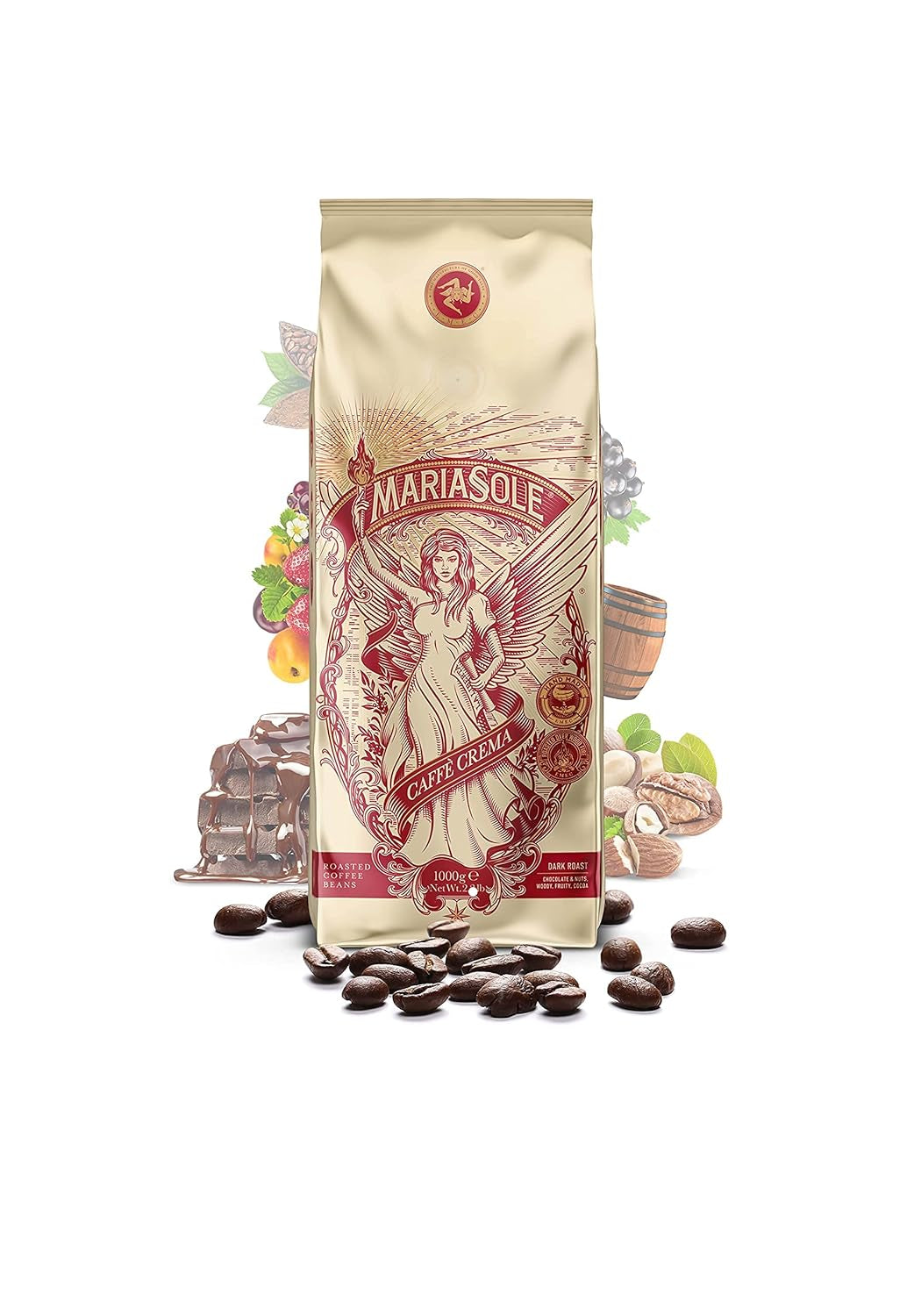 Caffè Crema 1kg – Tradizionale Röstung in Sizilien über Holzfeuer In Handarbeit – Premium Kaffeebohnen für Vollaautomat und Siebträger