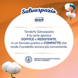 Salvaspazio, 96 rotoli di carta igienica, 2 veli, 220 strappi per rotolo, Con estratti naturali di malva e calendula, Made in Italy, Dermatologicamente testata.