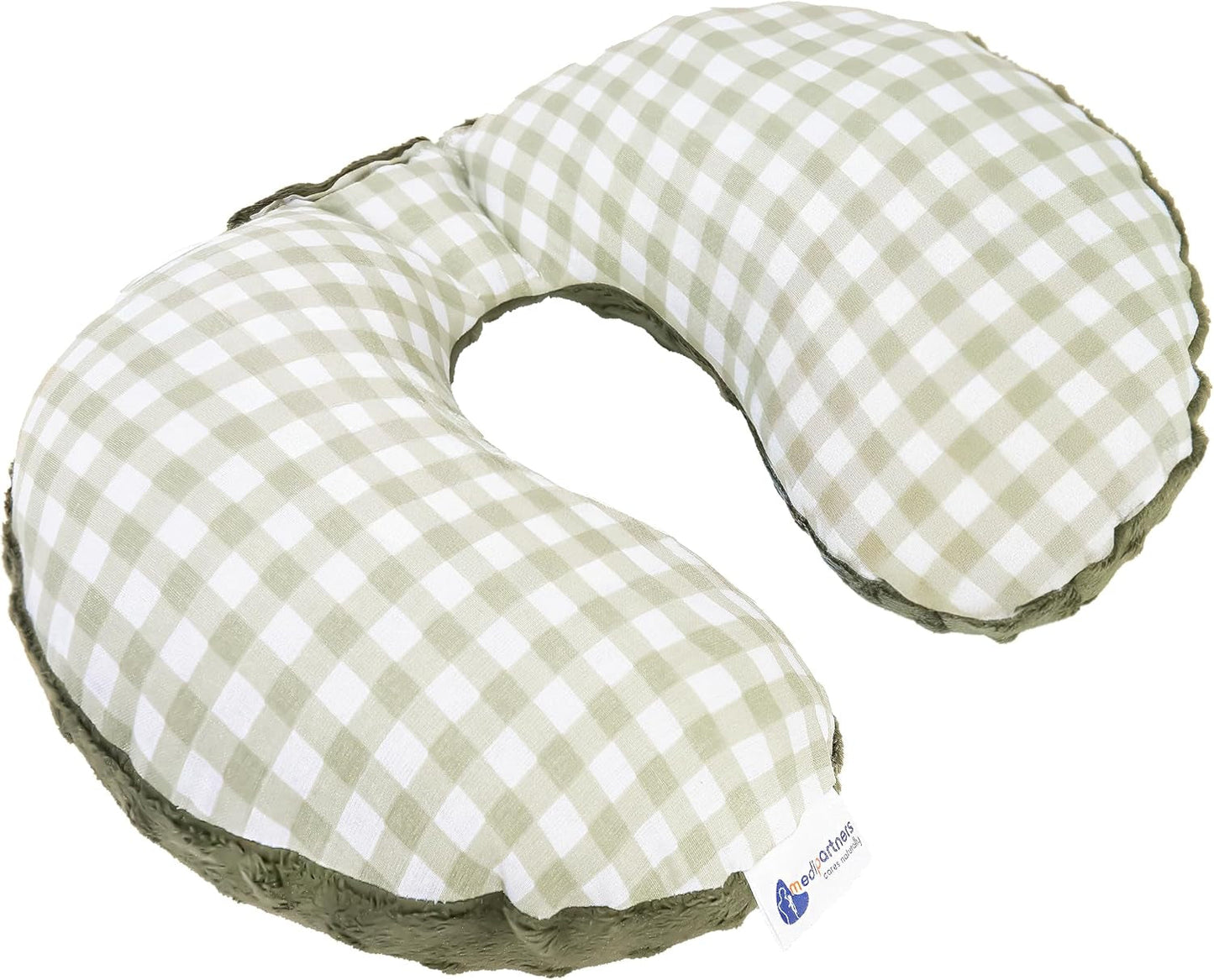 Medi Partners Cuscino per il collo del bambino Supporto per il collo 100% cotone / Minky Cuscino per il collo del bambino per auto Passeggino Viaggi Viaggio Sonno Cuscino per il collo Snooze Roll (REH con Minky grigio) Cuscini ortopedici cervicali Naty Shop Visone oliva a quadri