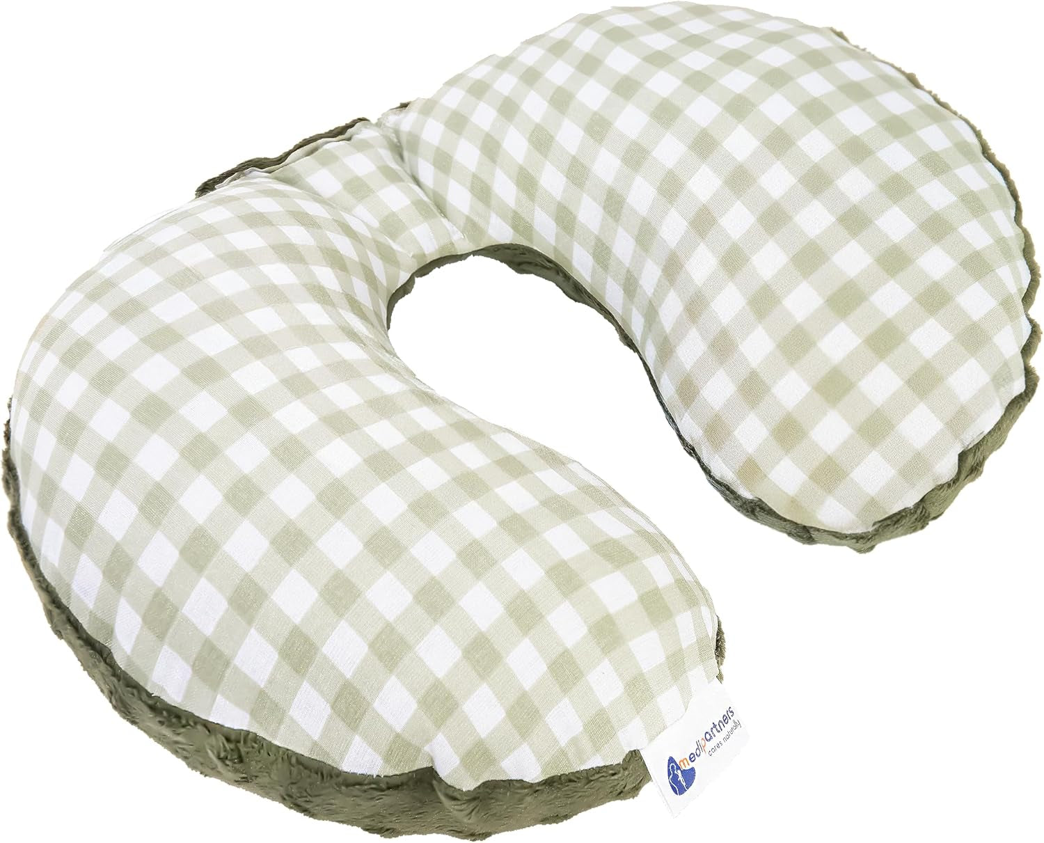 Medi Partners Cuscino per il collo del bambino Supporto per il collo 100% cotone / Minky Cuscino per il collo del bambino per auto Passeggino Viaggi Viaggio Sonno Cuscino per il collo Snooze Roll (REH con Minky grigio) Cuscini ortopedici cervicali Naty Shop Visone oliva a quadri
