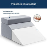 Cuscino da lettura e cuscino in piume per elevatore gambe, cuscino per collo e gamba posteriore in memory foam, cuscino multifunzionale staccabile per letto, divano, seduta, sonno e riposo (Grigio)