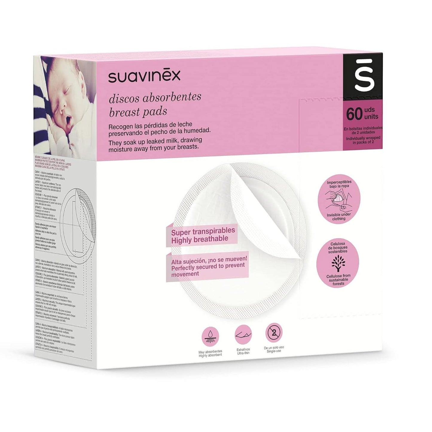 Suavinex 3182126 - Assorbenti Assorbenti Confezione da 60 Accessori Alimentazione e Allattamento Bebe Naty Shop