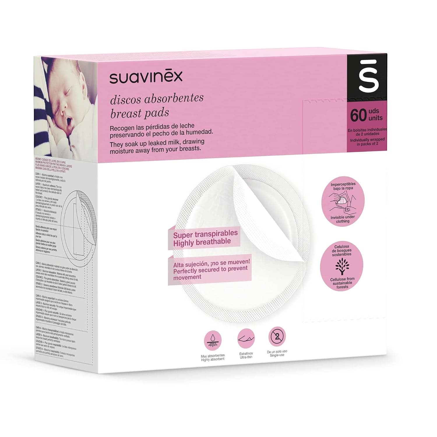 Suavinex 3182126 - Assorbenti Assorbenti Confezione da 60 Accessori Alimentazione e Allattamento Bebe Naty Shop