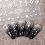 Adesivi per unghie metallizzati argento 3D, adesivi per unghie per donne, stella, luna, sole, lamina per unghie, adesivi autoadesivi, adesivi per unghie farfalla, adesivi per unghie, accessori per design delle unghie, 8 pezzi