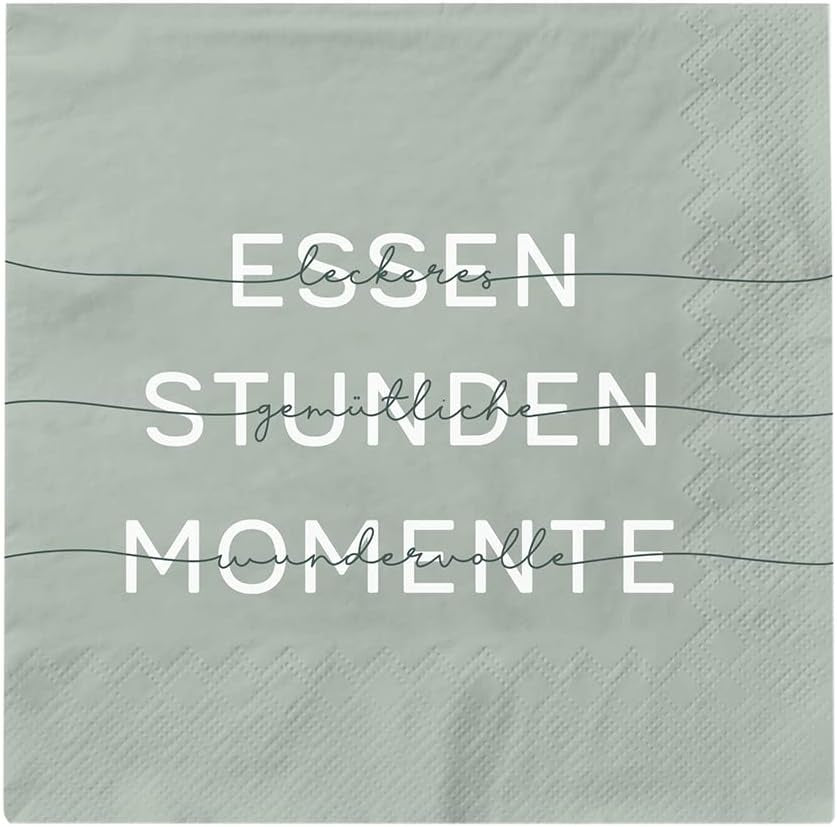 Grafik Werkstatt Tovaglioli Mit Spruch Groß | 20 pezzi | 16,5 X 16,5 cm | Verde | Cibo, ore, momenti