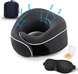 TALLGO Cuscino da Viaggio per Collo Miglior Memory Foam Cuscino per Aereo Poggiatesta Morbido Cuscino Regolabile per Aereo Auto Casa Rosa Naty Shop Cuscini Ortopedici Cervicali Nero 4 Standard