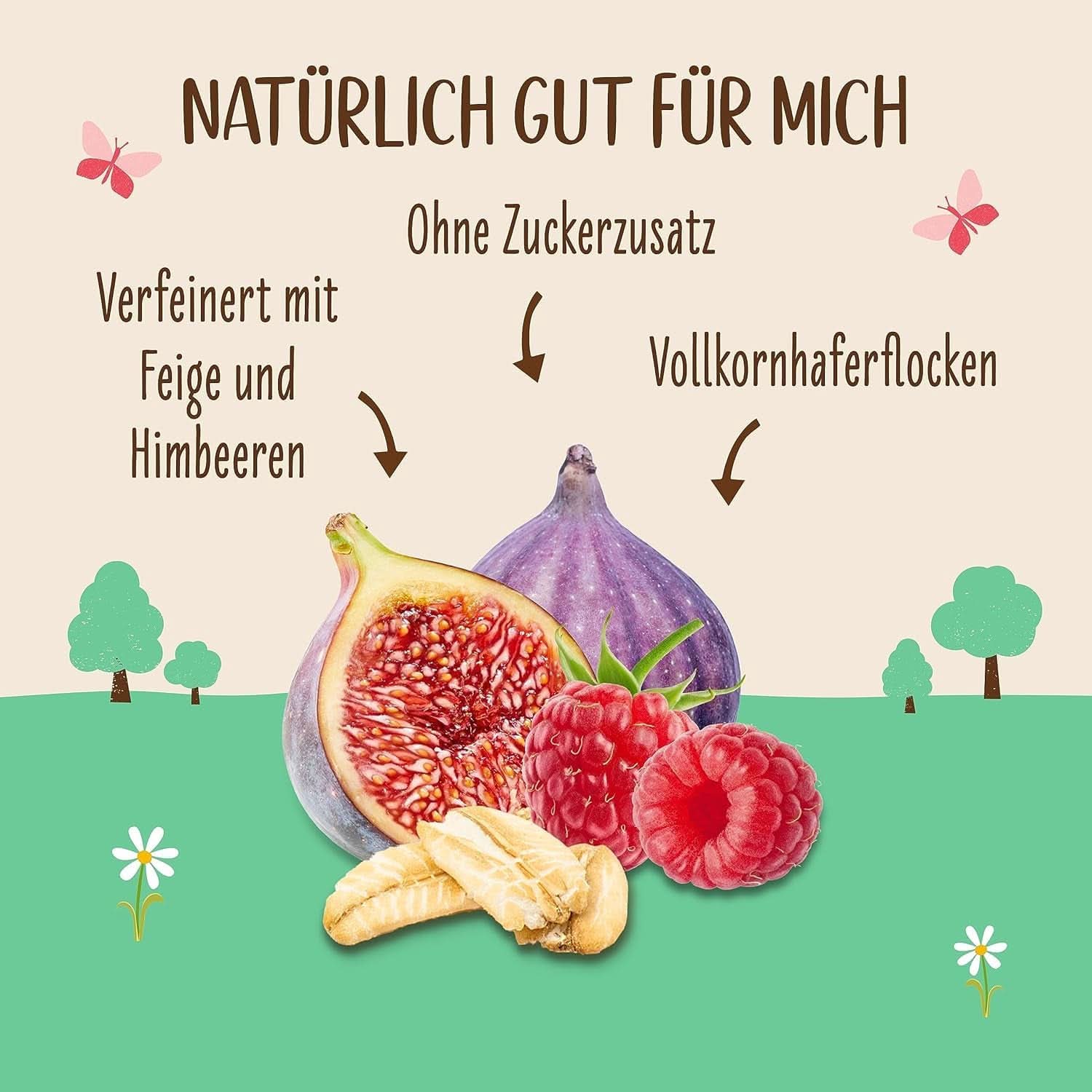 Allos Porridge di fichi e lamponi non zuccherato, Set 6 x 500 grammi Cereali Naty Shop