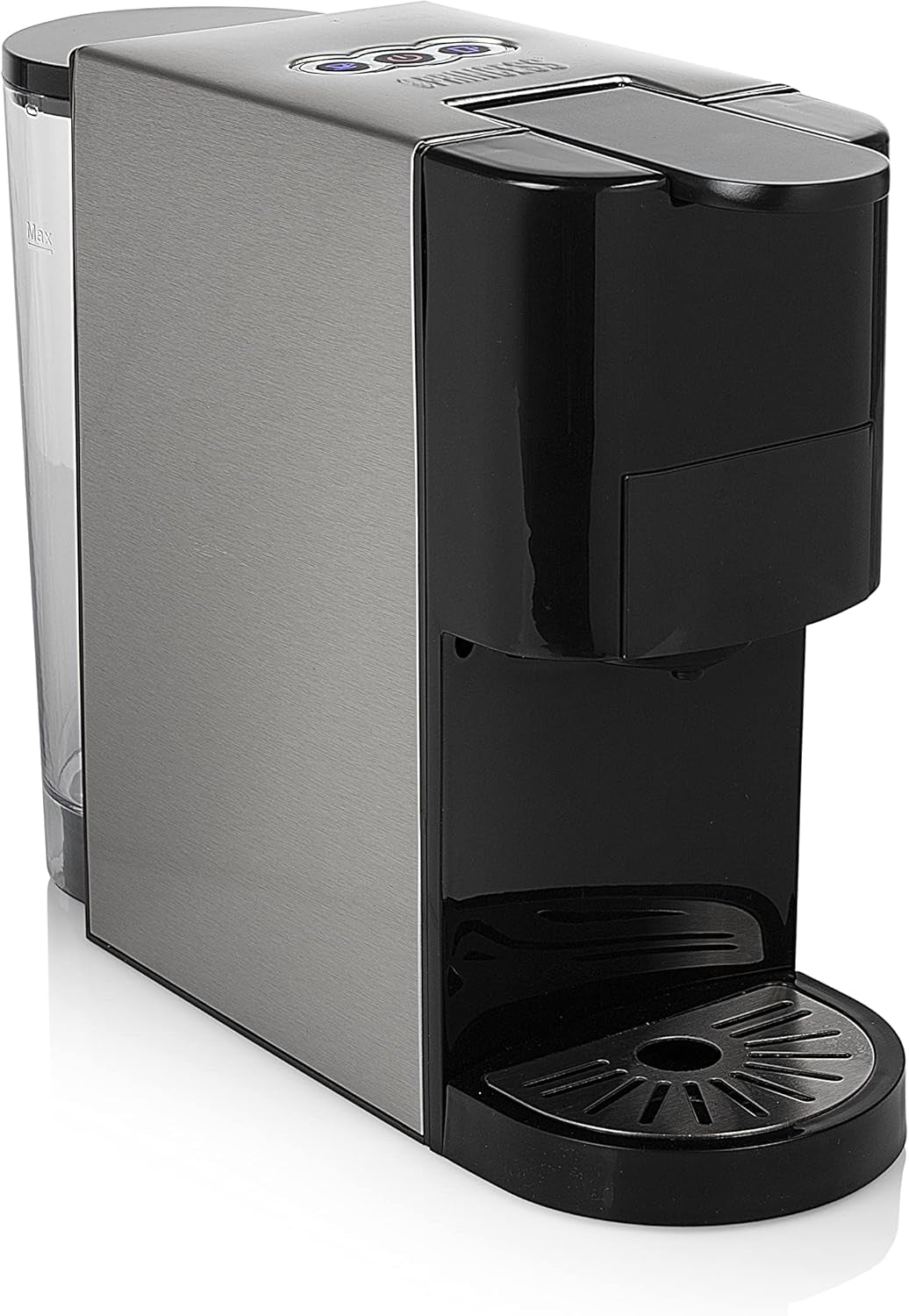 Macchina per caffè espresso multicapsula Princess 5 in 1 - Compatibile con Nespresso, Dolce Gusto, Lavazza a Modo Mio e cialde ESE, Capacità 0,8 L, 1450 W, Argento, Nero