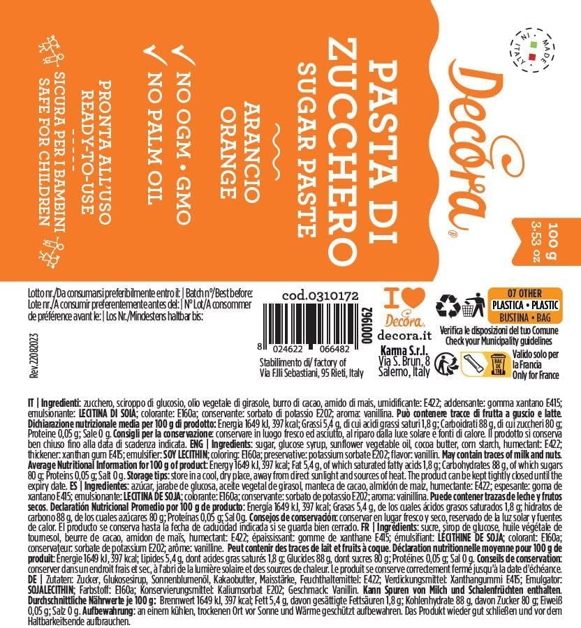 0310172 FONDENTE ALL'ARANCIA 100 G Pasta di zucchero Naty Shop