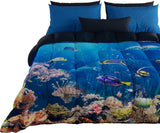 PETTI Artigiani Italiani Copripiumino Letto Matrimoniale, 100% Made in Italy, Trapunte e Trapunte Acquario Naty Shop Acquario 160 X 190 Cm