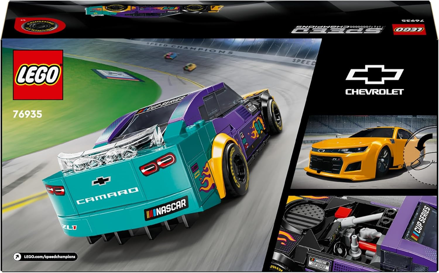 LEGO Speed Champions NASCAR Macchinina giocattolo Chevrolet Camaro ZL1 di prossima generazione; Set da gioco e costruzione di auto da corsa; Regalo per ragazzi e ragazze sopra i 9 anni 76935 Set da costruzione Besuche den LEGO-Store