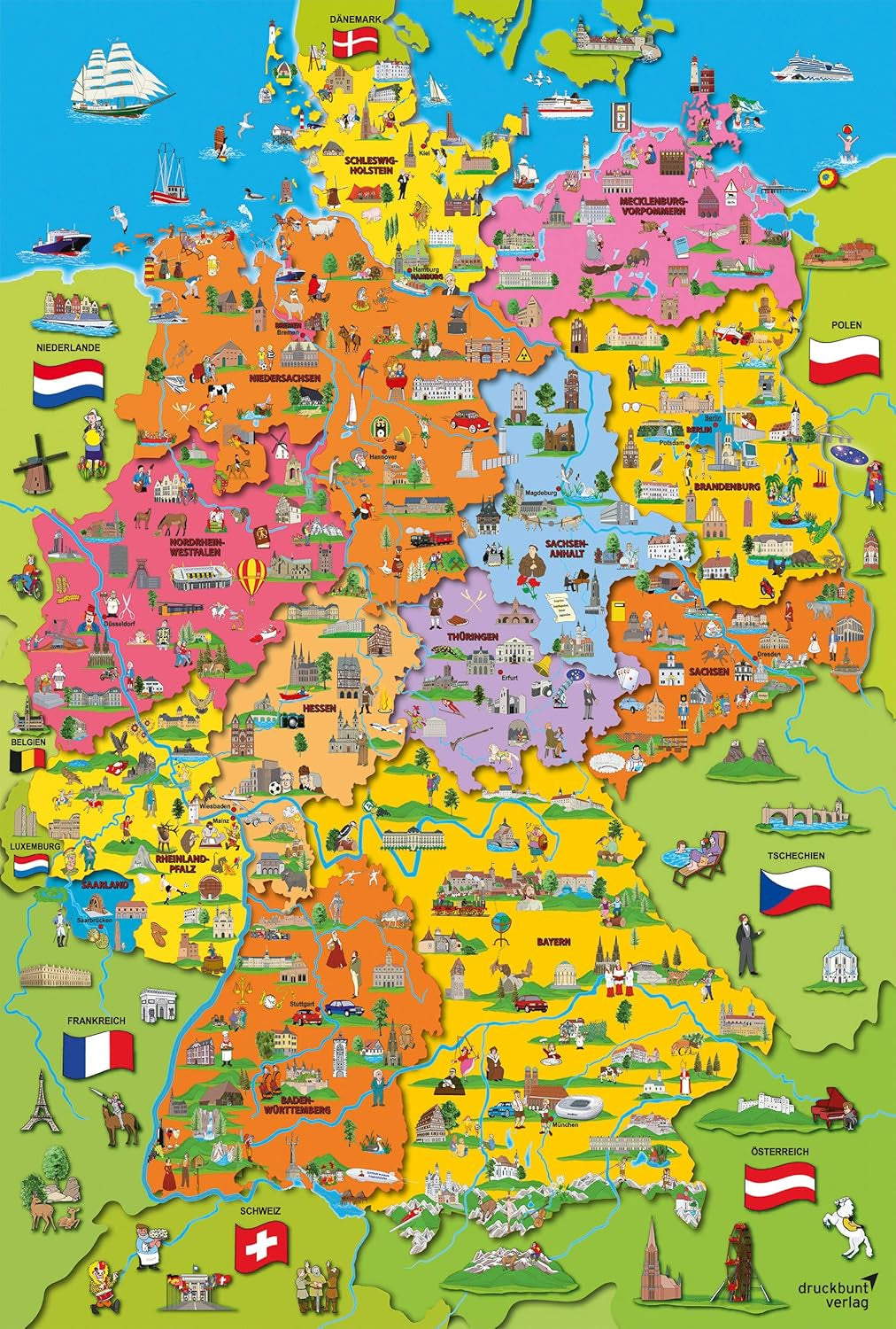 Mappa della Germania con immagini (puzzle per bambini) Puzzle Naty Shop