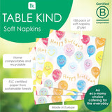 Tovaglioli di carta da tavola con faccina sorridente di buon compleanno di alta qualità Tovaglioli con palloncini per catering per feste Tovaglioli usa e getta ecologici compostabili durevoli riciclabili