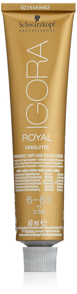Tintura per capelli Igora Royal Absolute Age Blend, 7-560 Biondo medio dorato cioccolato, 60 ml Naty Shop Tintura per capelli 6-80 Biondo scuro rossastro naturale 60 ml (1 confezione)