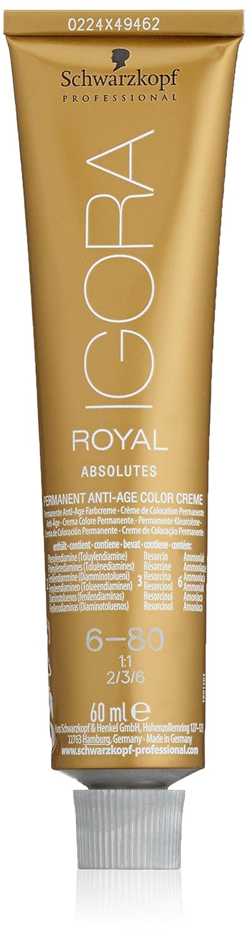 Tintura per capelli Igora Royal Absolute Age Blend, 7-560 Biondo medio dorato cioccolato, 60 ml Naty Shop Tintura per capelli 6-80 Biondo scuro rossastro naturale 60 ml (1 confezione)