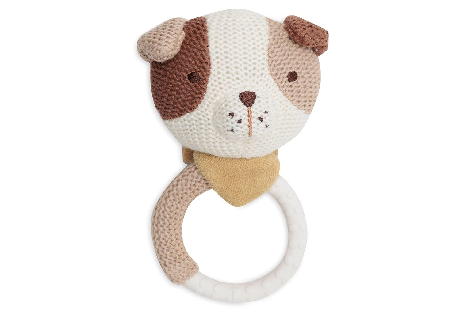 Jollein Massaggiagengive per Bambini - Mick - Aiuto per la Dentizione - Senza BPA - Testa di Cane Lavorata a Maglia - Massaggiagengive in Silicone - Giocattolo per Bambini - Allevia il Dolore della Dentizione