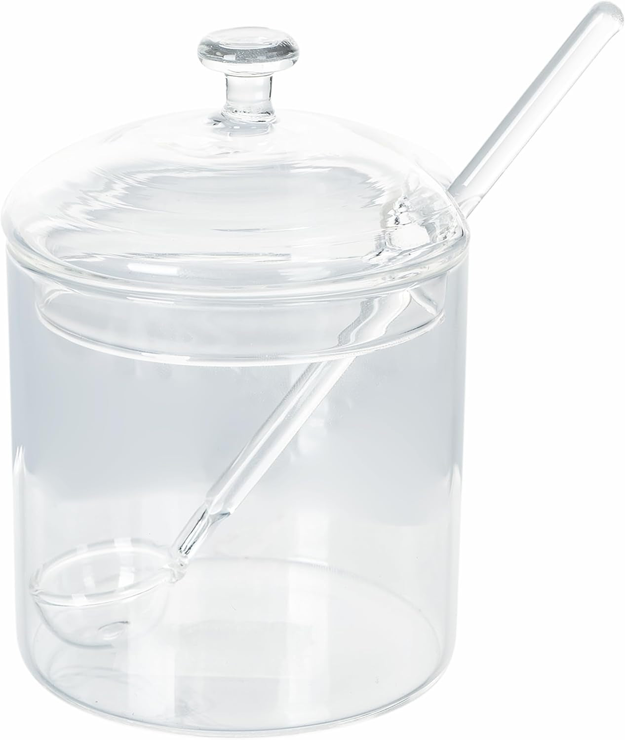 Barattolo in vetro borosilicato trasparente da 300 ml con coperchio e cucchiaino Good Morning