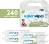 Waterwipes Plastikfreie, Texturierte Reinigungstücher Für Kleinkinder & Babies, 240 Stück (4 Packungen), 99.9 % Wasserbasierte Reinigungstücher, Unperfümiert Für Empfindliche Haut Naty Shop