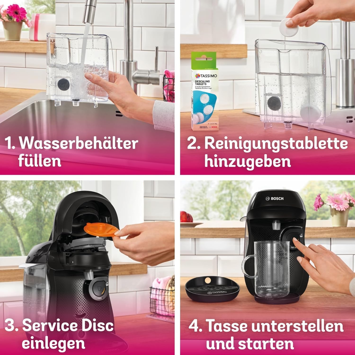 Bosch Tassimo Happy Friendly TAS102E Macchina per caffè a capsule, 70+ bevande, Adatta a tutte le tazze, Auto-Stop, Sostenibile, Dosaggio perfetto, Salvaspazio, 1400 W, Nero