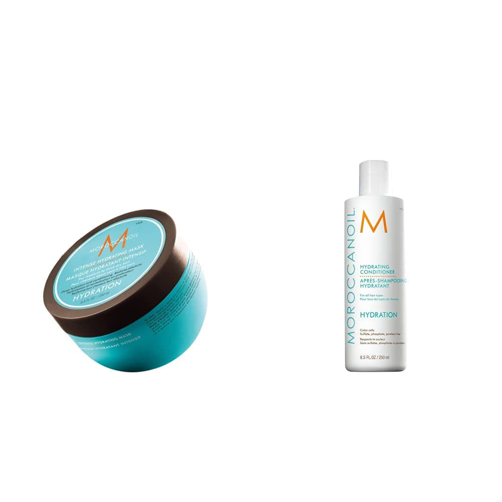Maschera idratante intensiva Moroccanoil Naty Shop maschera per capelli 250ml Confezione con balsamo idratante