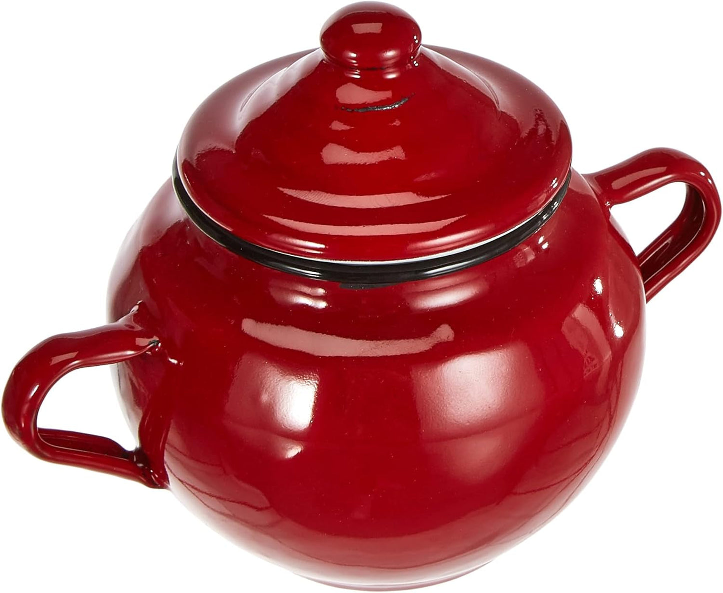 Barattolo Roja con coperchio, 0,5 l, acciaio smaltato rosso, 10 x 10 x 20 cm, 2 pezzi