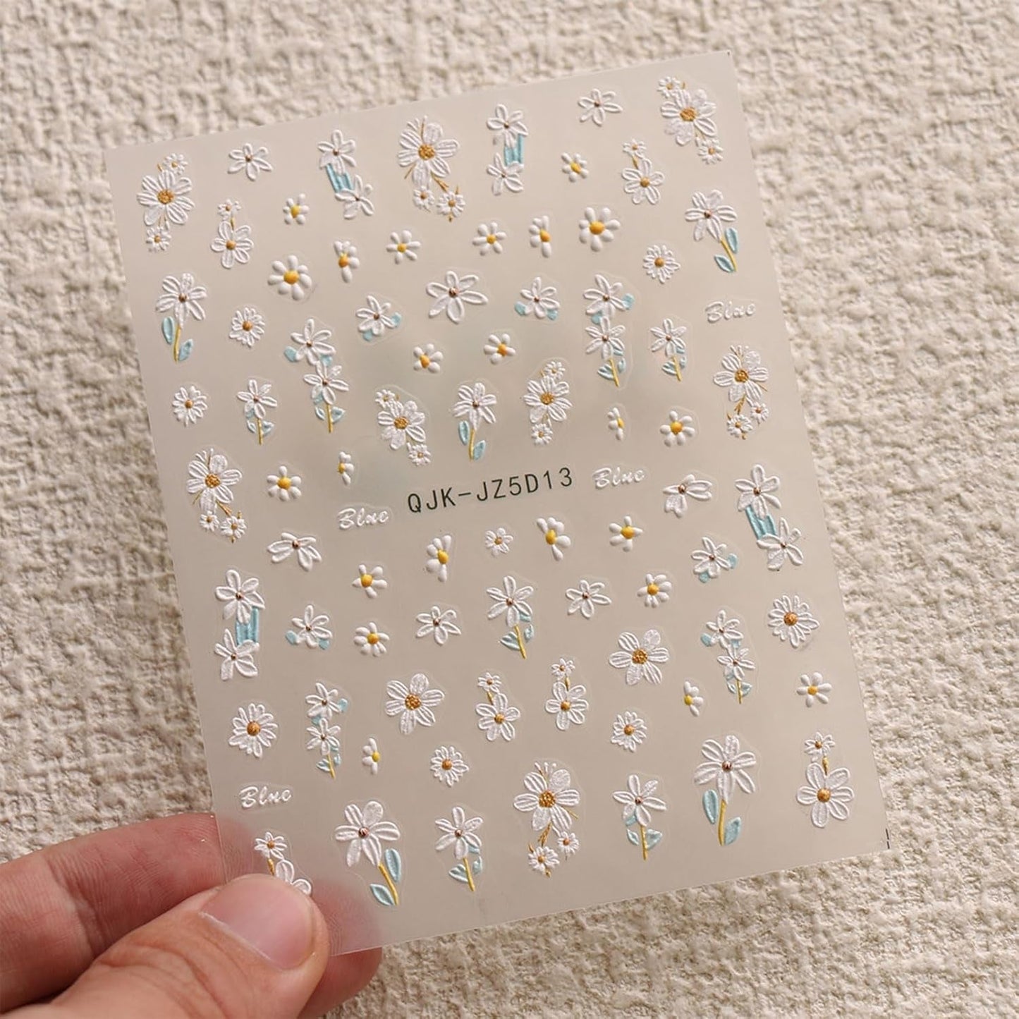 JMEOWIO 3D Nagelsticker Blumen Nail Art Sticker Selbstklebend Nagelaufkleber 5D Stereoscopico Estate Frühling Blumen Dekoration Nageldesign Zubehör 4 Blatt