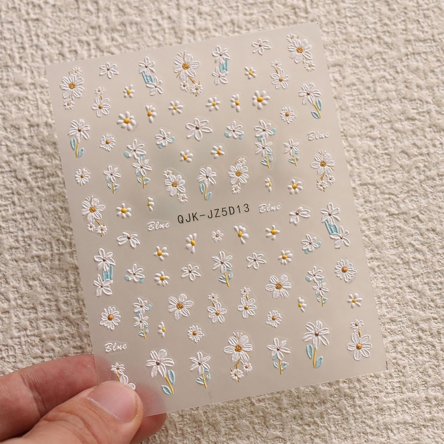 JMEOWIO 3D Nagelsticker Blumen Nail Art Sticker Selbstklebend Nagelaufkleber 5D Stereoscopico Estate Frühling Blumen Dekoration Nageldesign Zubehör 4 Blatt