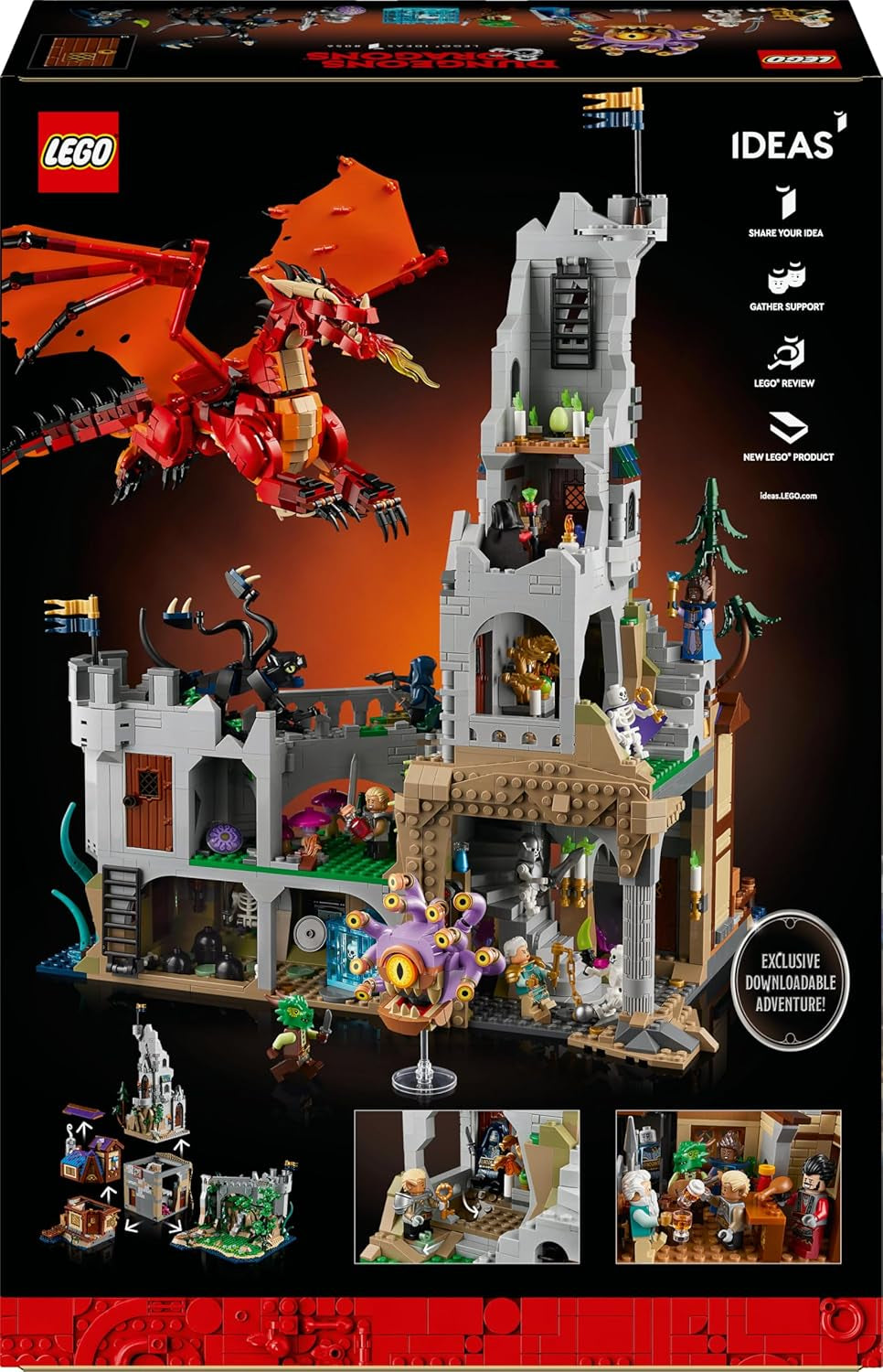 LEGO Ideas Dungeons & Dragons: La Saga del Drago Rosso, Set da costruzione per adulti, Idee regalo Dungeons and Dragons per i fan, Set da costruzione Fantasy, Attività creativa 21348 Set da costruzione Besuche den LEGO-Store