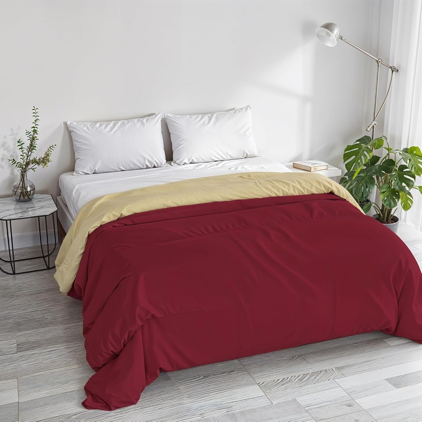 Trapunta invernale basic, tinta unita e foderata, verde scuro/crema, 200X245Cm Naty Shop Trapunte e trapunte Bordeaux/crema 250X245Cm