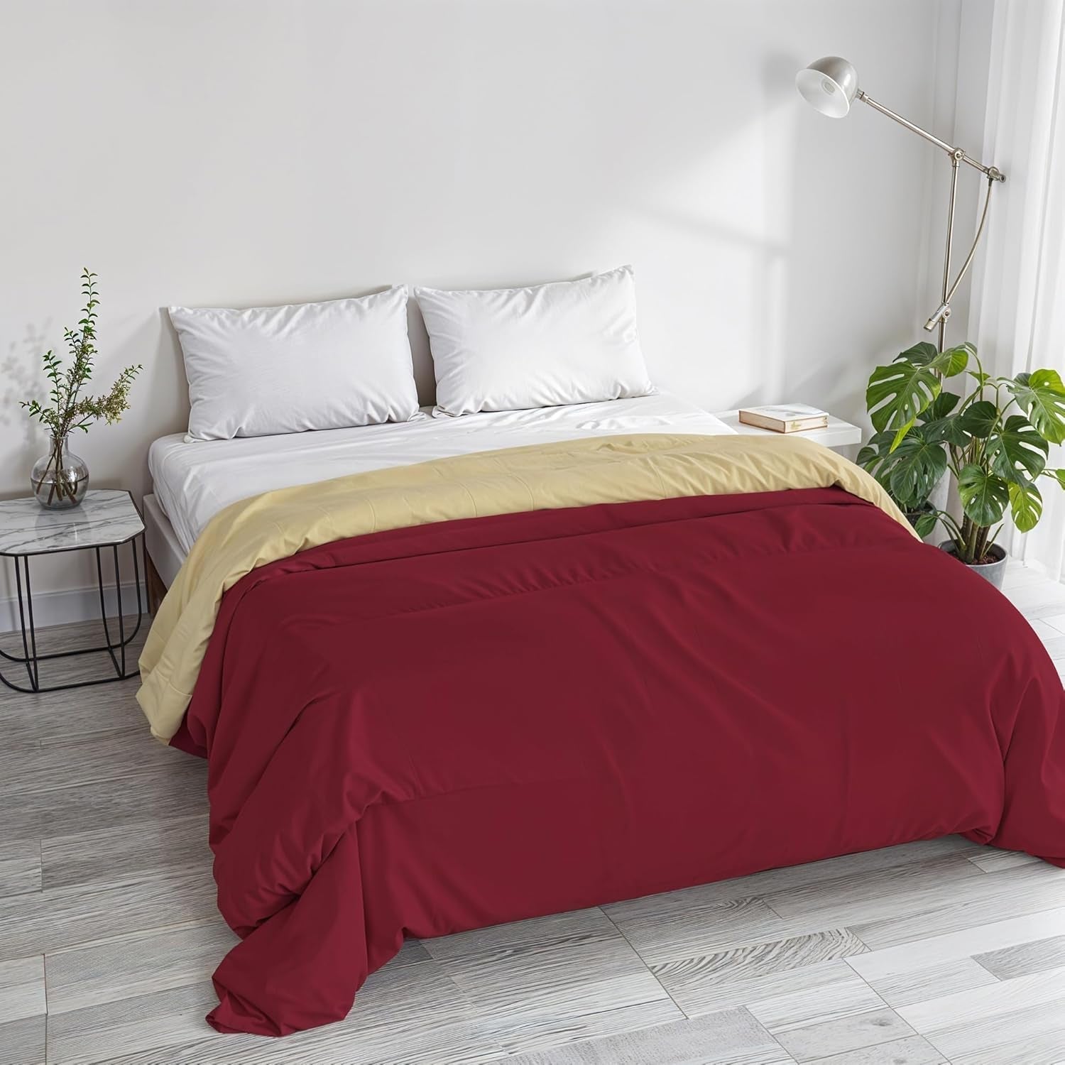 Trapunta invernale basic, tinta unita e foderata, verde scuro/crema, 200X245Cm Naty Shop Trapunte e trapunte Bordeaux/crema 250X245Cm