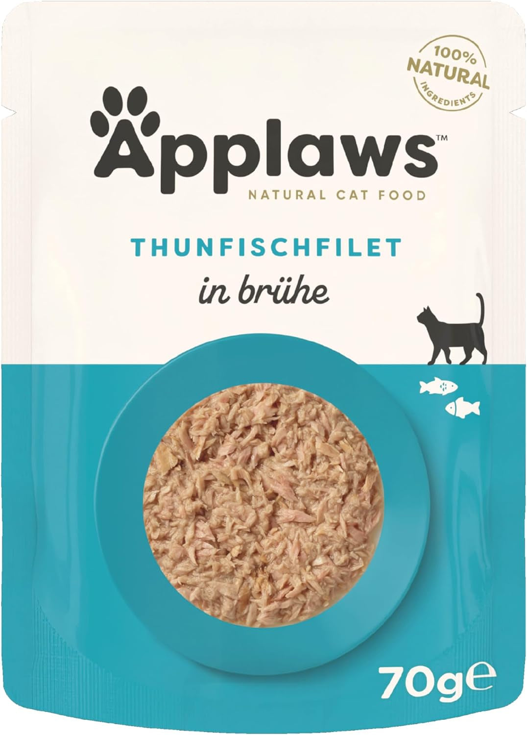 Applaws Cibo Umido per Gatti 100% Naturale Filetti di Tonno in Brodo - Confezione da 12 Bustine da 70g