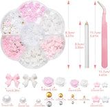 Ciondoli per unghie 3D, Ciondoli per nail art Schleifen, Blumen Und Perlen, Nagel Charms Aus Harz, Set di decorazioni per unghie, Ciondoli fai da te Nägel, Nagelanhänger