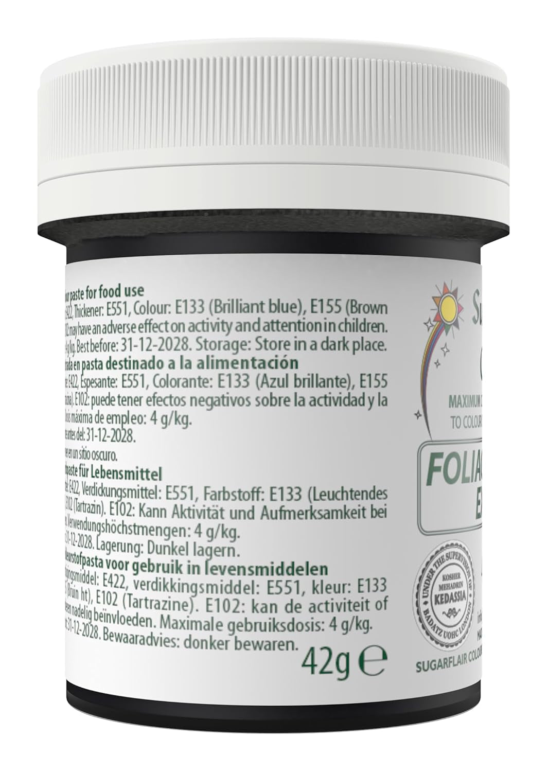 Sugarflair Max colorante alimentare verde fogliame concentrato, colorante alimentare altamente concentrato per marzapane e fondente, colorante in pasta concentrato Max - 42 g
