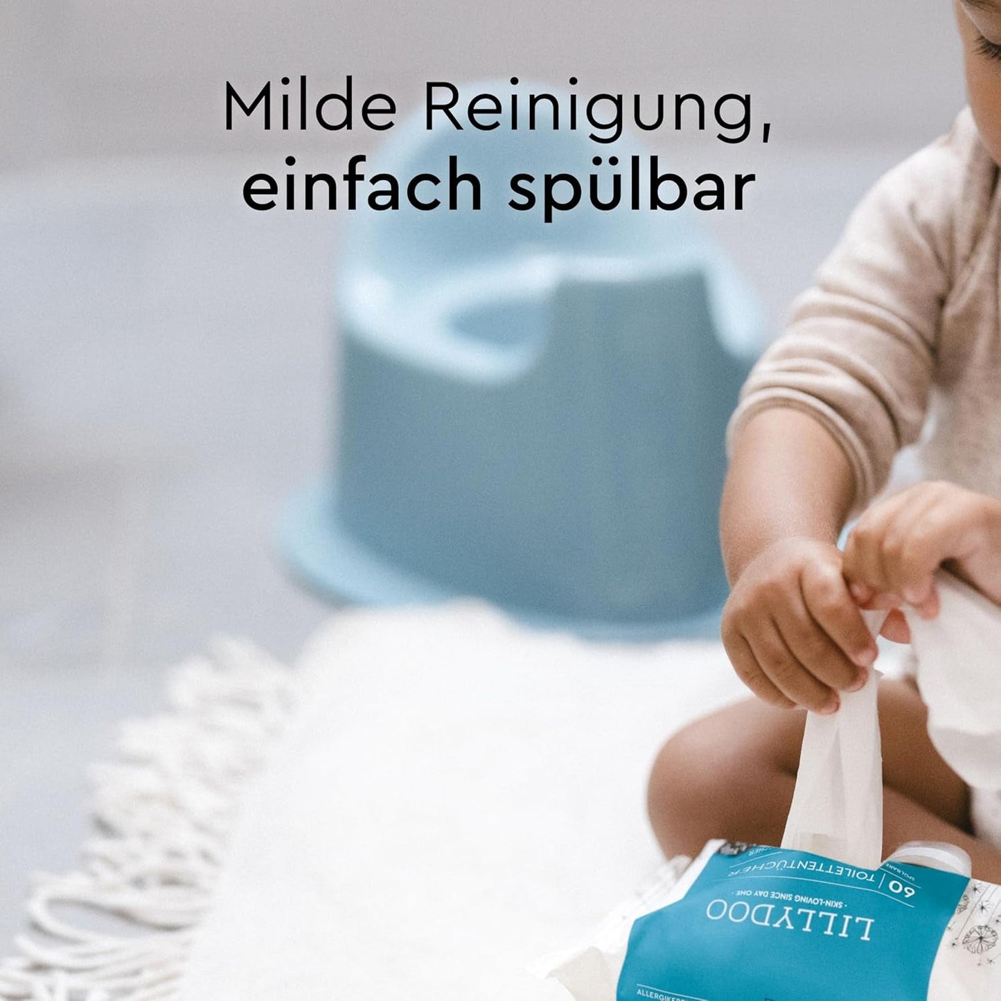 LILLYDOO Salviette umidificate per toilette 720 pezzi (12 x 60) Salviette lavabili senza plastica al 100% Senza profumo