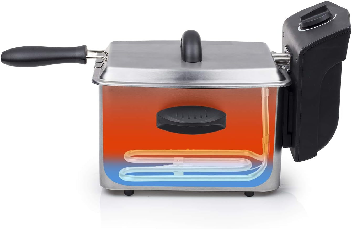 Friggitrice Tristar in acciaio inox - Con capacità di 2 litri, funzione zona fredda e termostato regolabile fino a 190°C, FR-6919, argento Elettrodomestici Naty Shop