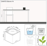 Cubo per erbe aromatiche di alta qualità LECHUZA CANTO Stone 14 con sistema di irrigazione a bastoncino, grigio pietra