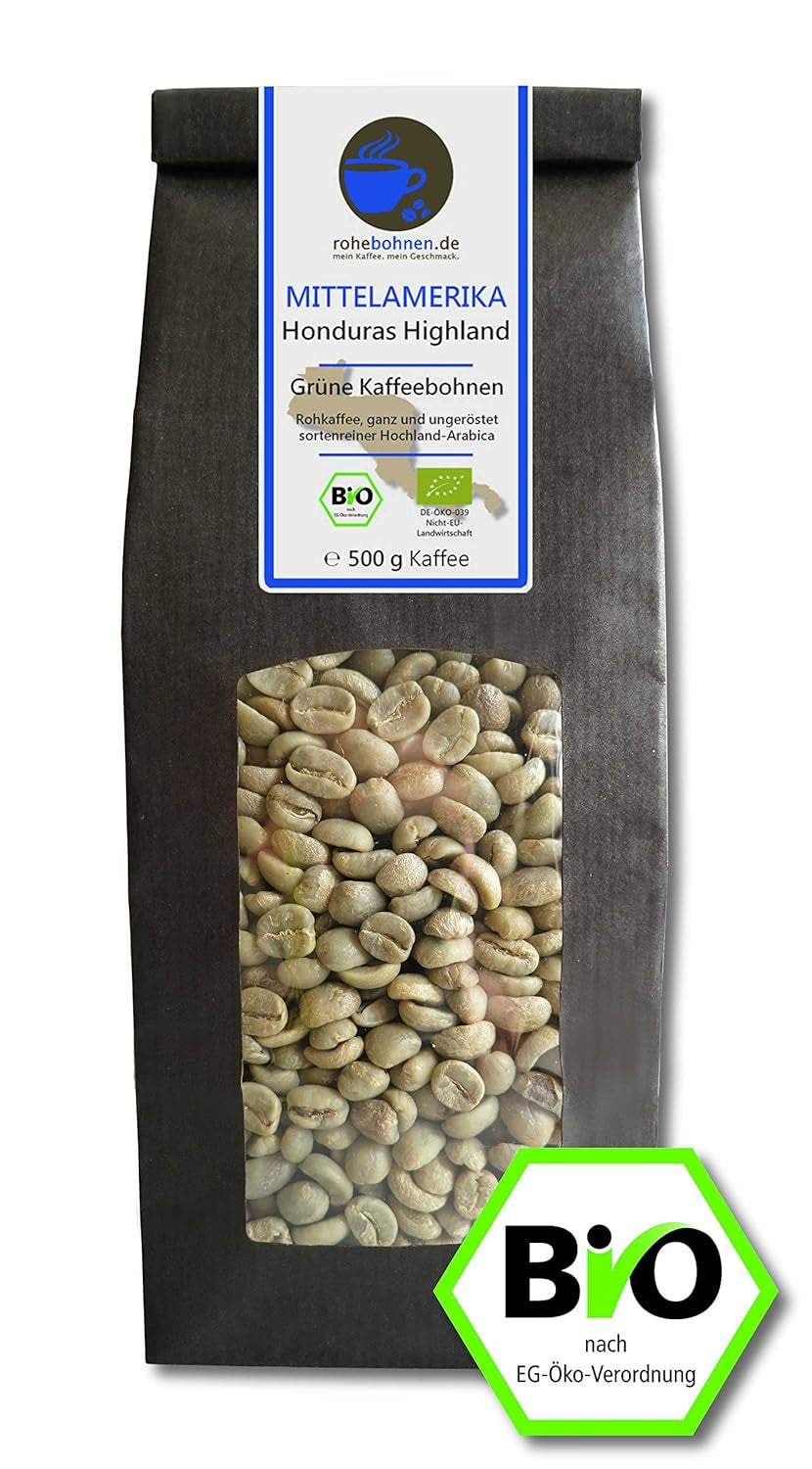 Bio Rohkaffee - Grüner Hochland Kaffee Honduras Highland (grüne Kaffeebohnen 500g) - certificato GMP