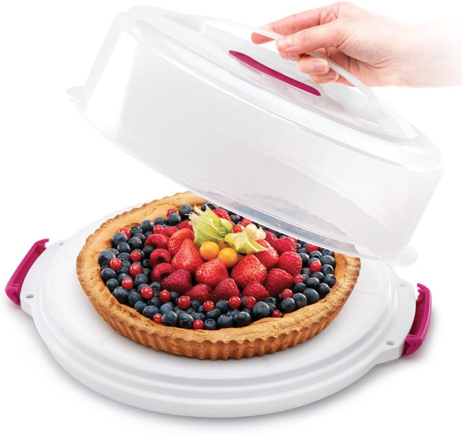 Contenitore per torte Metaltex, altezza regolabile, polipropilene, bianco/trasparente, ⌀ 30 cm, altezza regolabile 8 e 15 cm Contenitori per alimenti Naty Shop