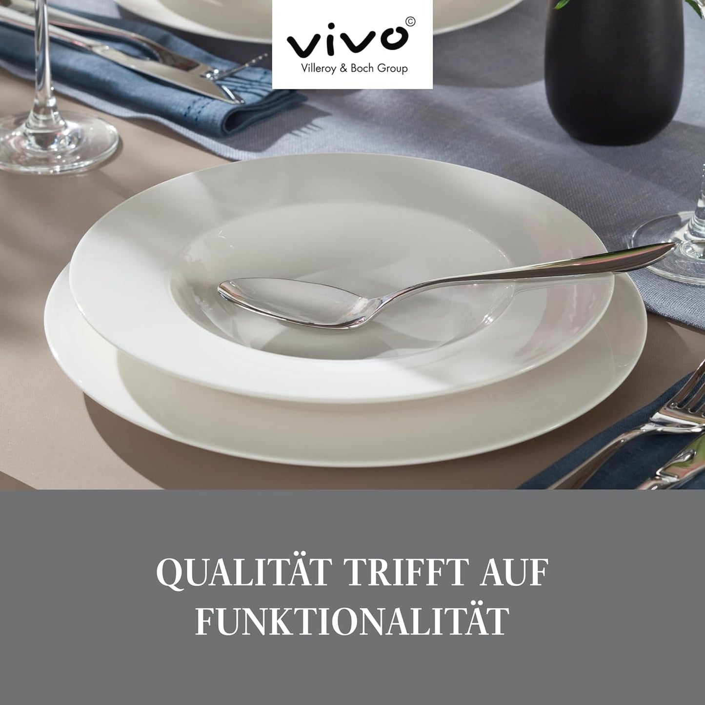 vivo - Villeroy & Boch Group - Servizio da tavola Basic White da 30 pezzi, lavabile in lavastoviglie e adatto al microonde, Servizio da tavola bianco, Servizio da caffè, Ceramica, Piatti, Tazze, Porcellana Premium