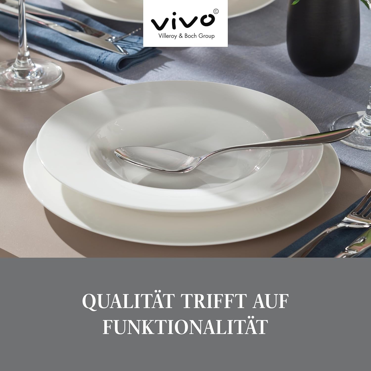 vivo - Villeroy & Boch Group - Servizio da tavola Basic White da 30 pezzi, lavabile in lavastoviglie e adatto al microonde, Servizio da tavola bianco, Servizio da caffè, Ceramica, Piatti, Tazze, Porcellana Premium