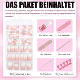 120 unghie finte rosa nude con colla per unghie - 12 misure per unghie corte ovali quadrate a pressione - bellissime unghie, colla su unghie artificiali - adatte per il design delle unghie fai da te da donna (squavale rosa sfumato)